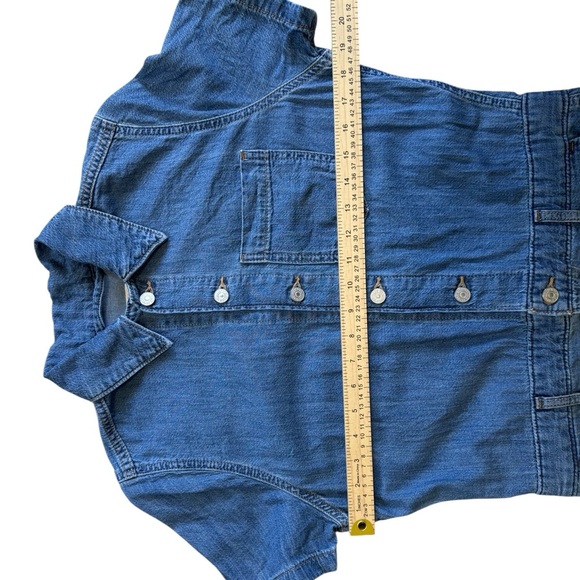 Levi's Blue Denim 100% Cotton Women's Button Up Romper Pockets Cinched Waist XS - Picture 7 of 15